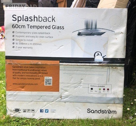 Splashback Tempered Glass 60cm in White