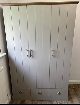 KENDAL 3 DOOR 3 DRAWER WARDROBE - GREY -