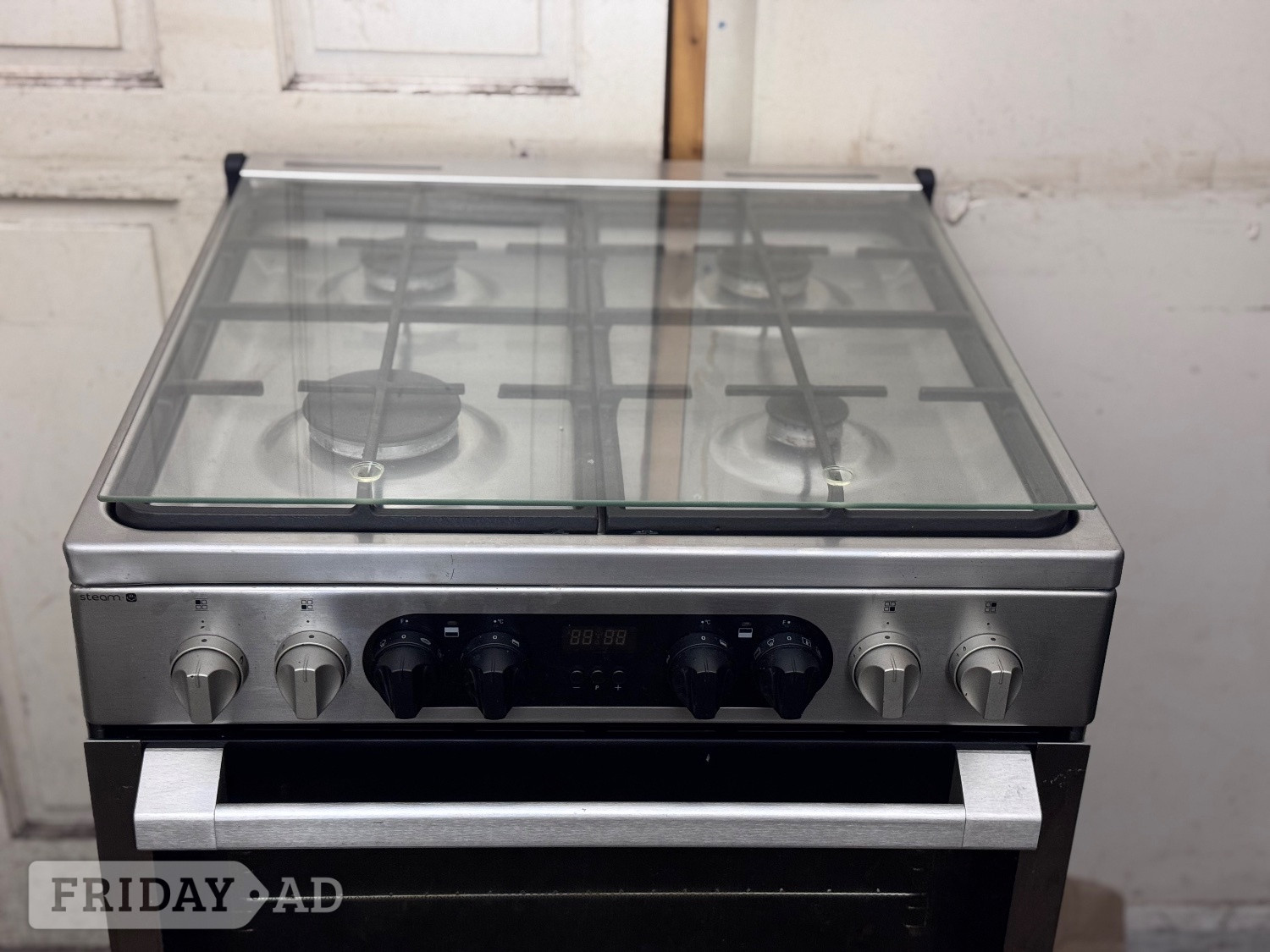 Romford Hotpoint dual fuel gas cooker 60cm fsd black double oven 3 months
