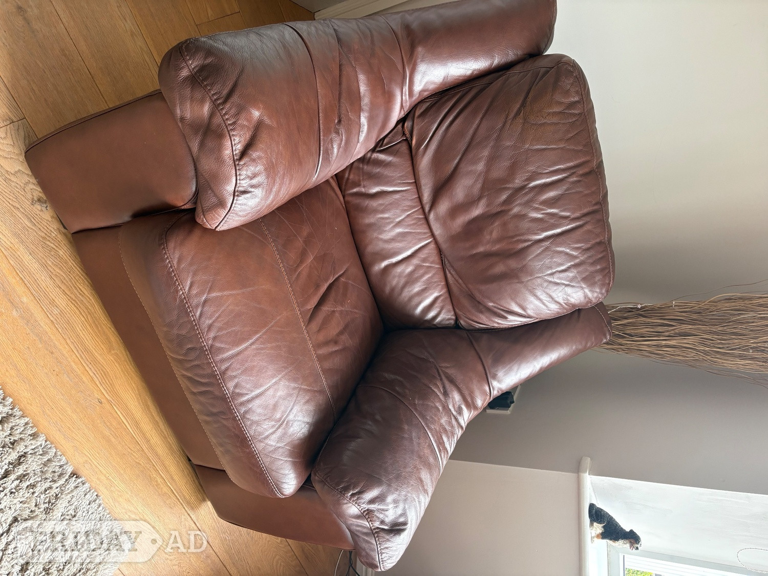 Leather2 seater sofa, armchair and footstall
