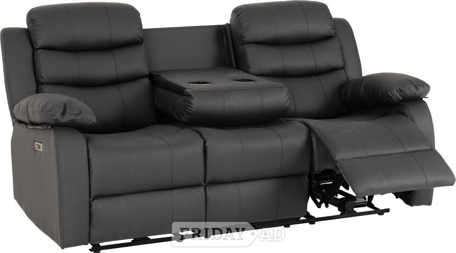 ROMA ELECTRIC RECLINER 3+2 GREY LEATHER WITH CUP HOLDERS USB