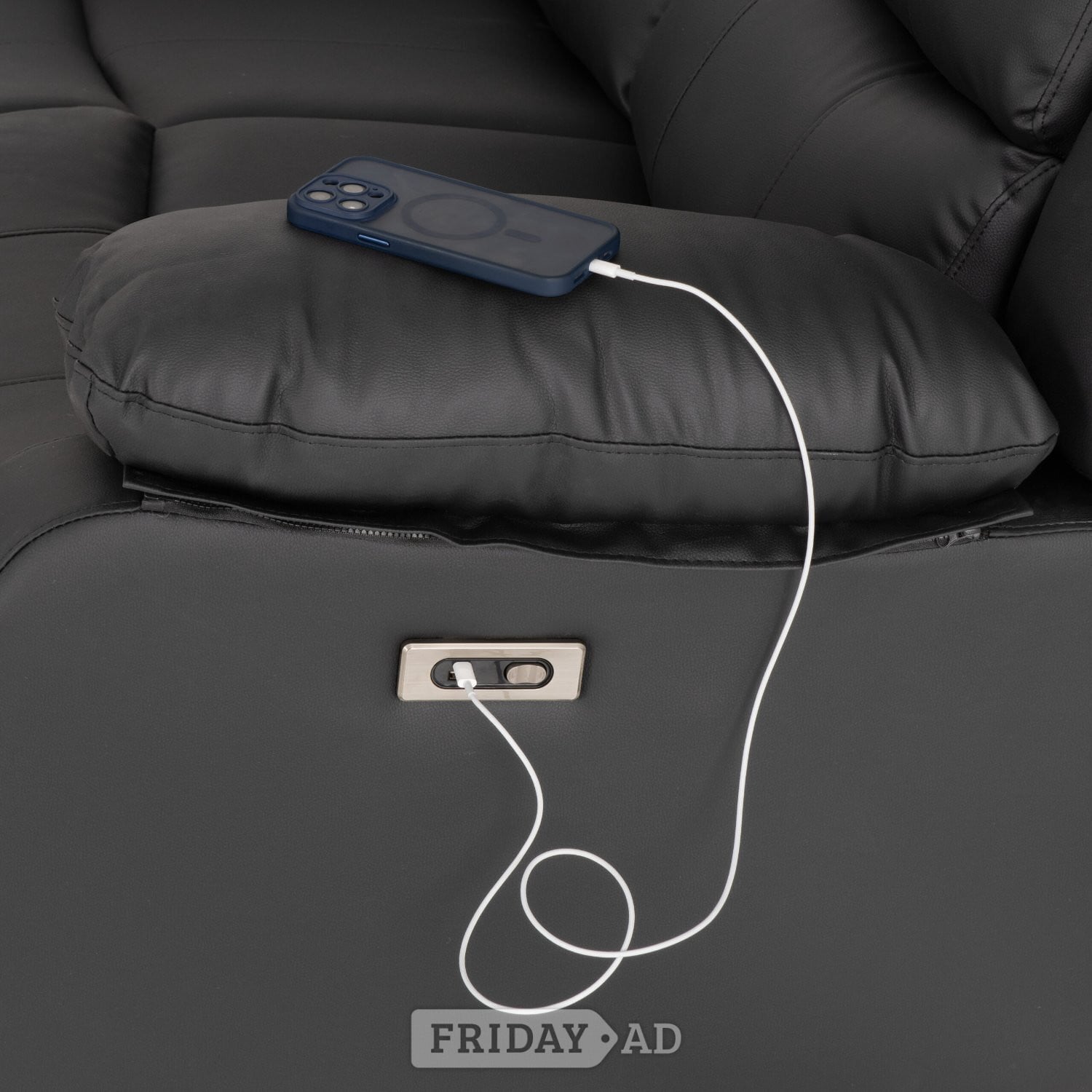 Rotherham ROMA ELECTRIC RECLINER 3+2 GREY LEATHER WITH CUP HOLDERS USB