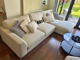 Long Chaise Cream Corner sofa ¬ Delivery Available 