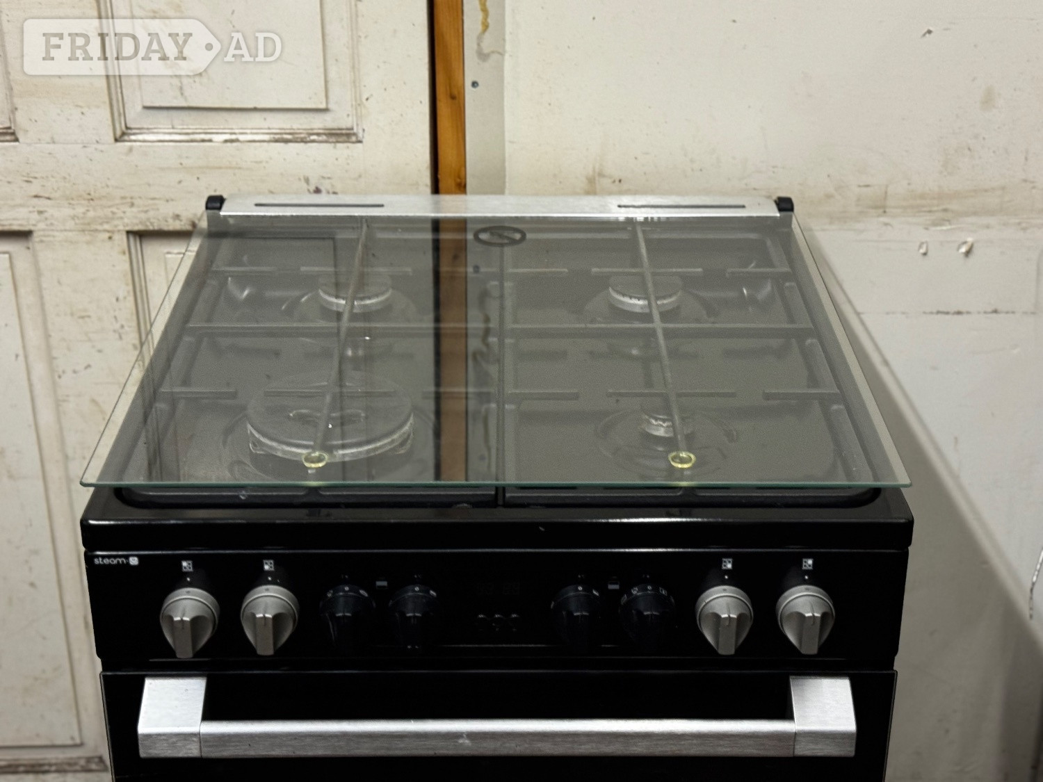Romford Hotpoint dual fuel gas cooker 60cm fsd black double oven 3 months