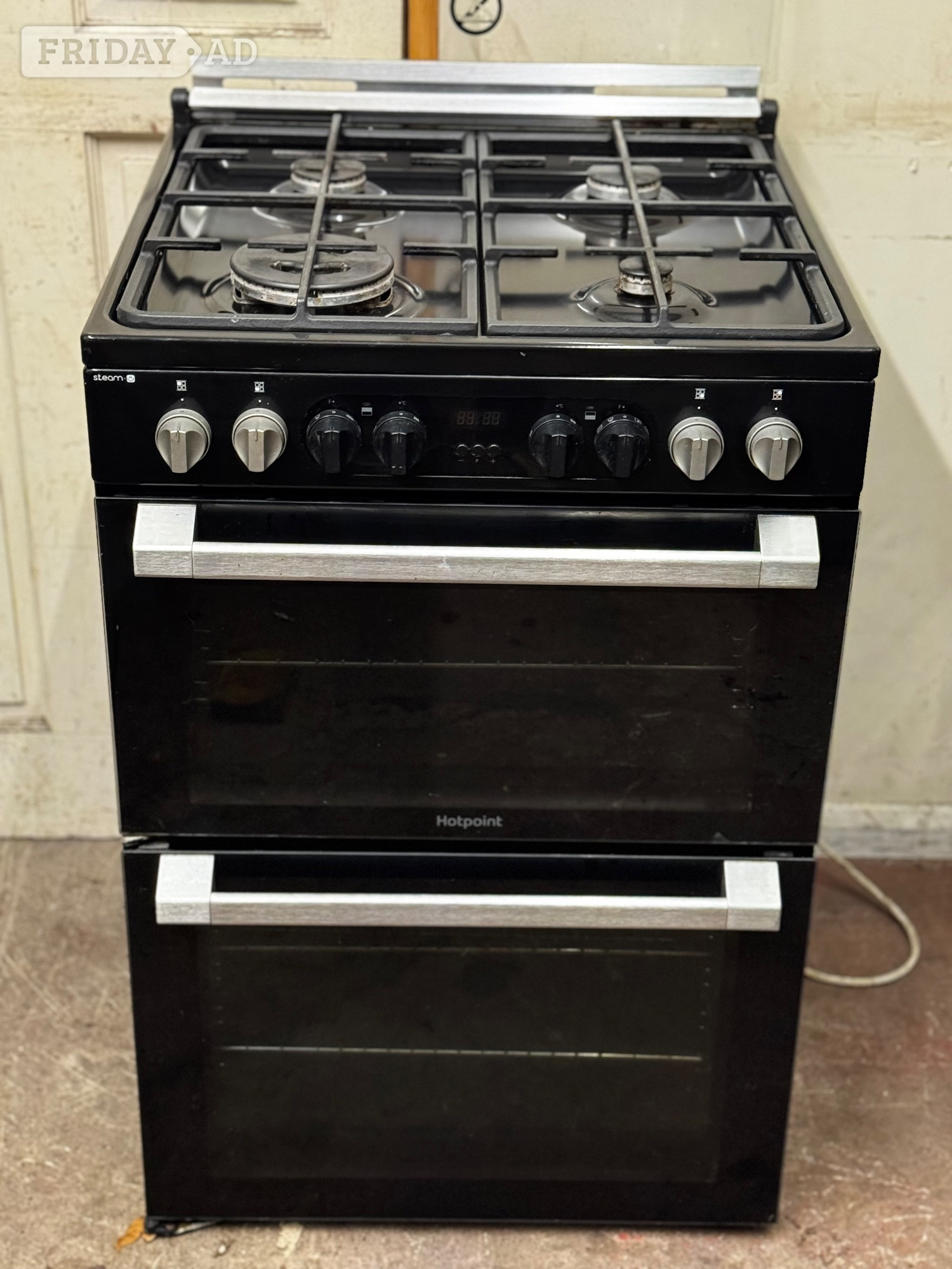 Hotpoint dual fuel gas cooker 60cm fsd black double oven 3 months - Home Appliances