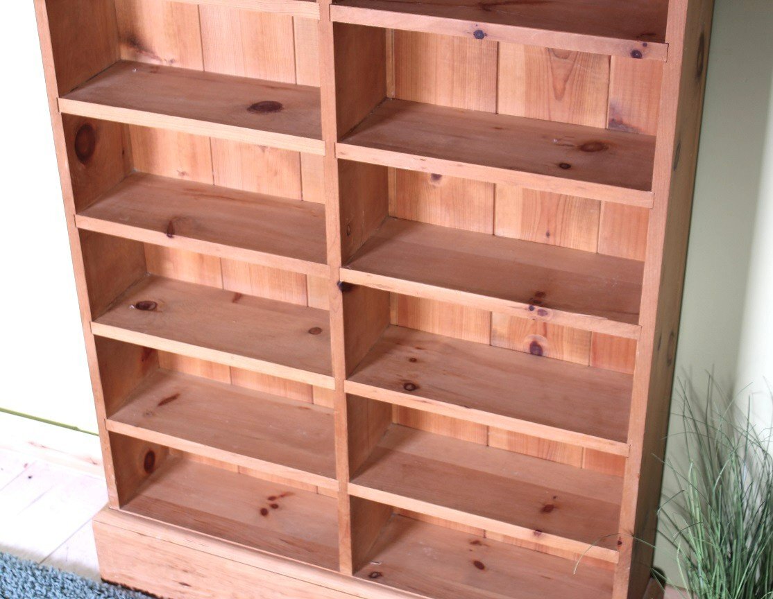 Hailsham UK Delivery Tall Solid Pine Bookcase/CD  18 Strong Shelves Waxed