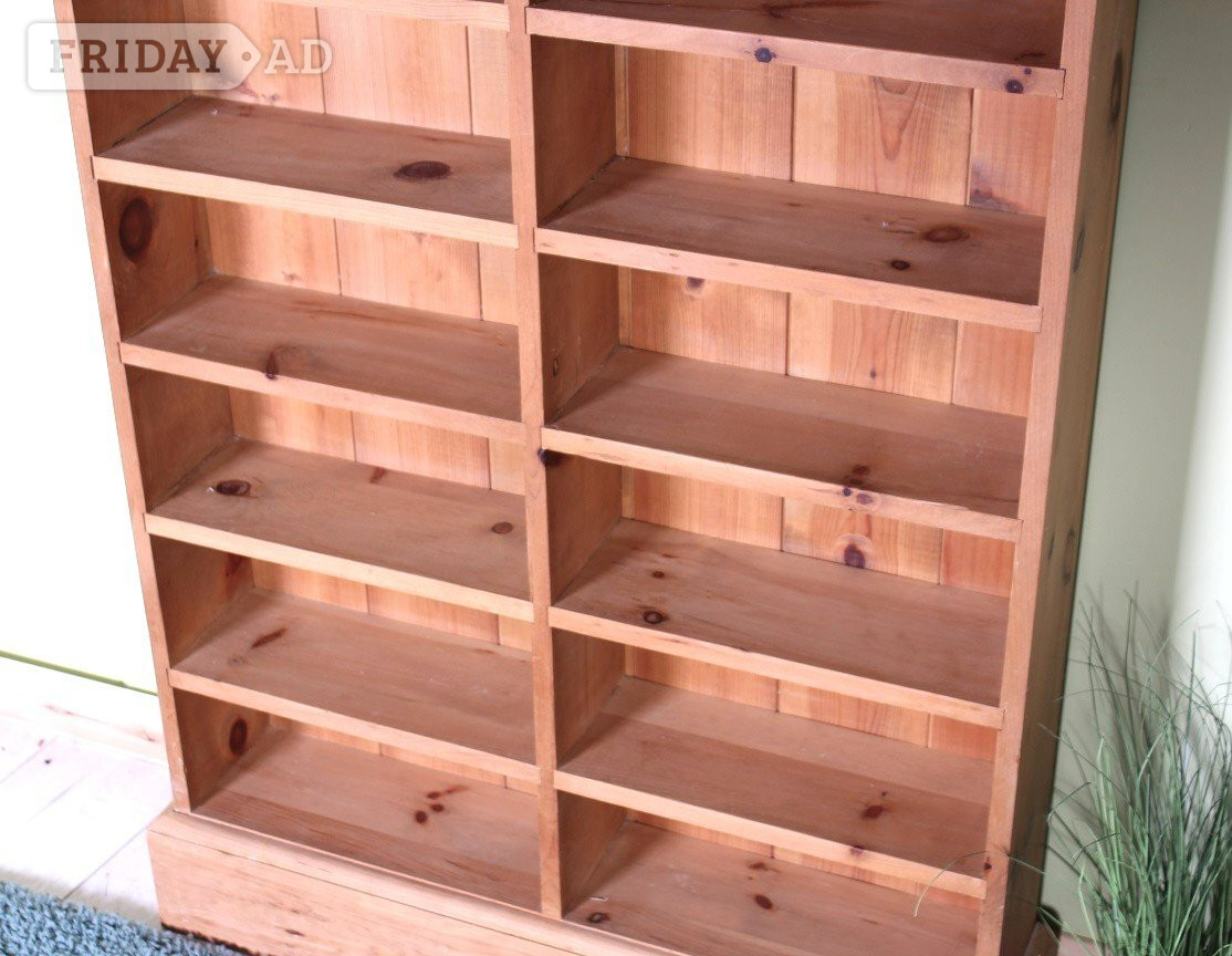 Hailsham UK Delivery Tall Solid Pine Bookcase/CD  18 Strong Shelves Waxed