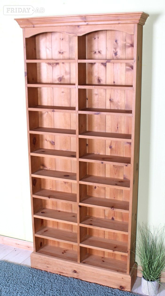 UK Delivery Tall Solid Pine Bookcase/CD  18 Strong Shelves Waxed - Furniture in Hailsham