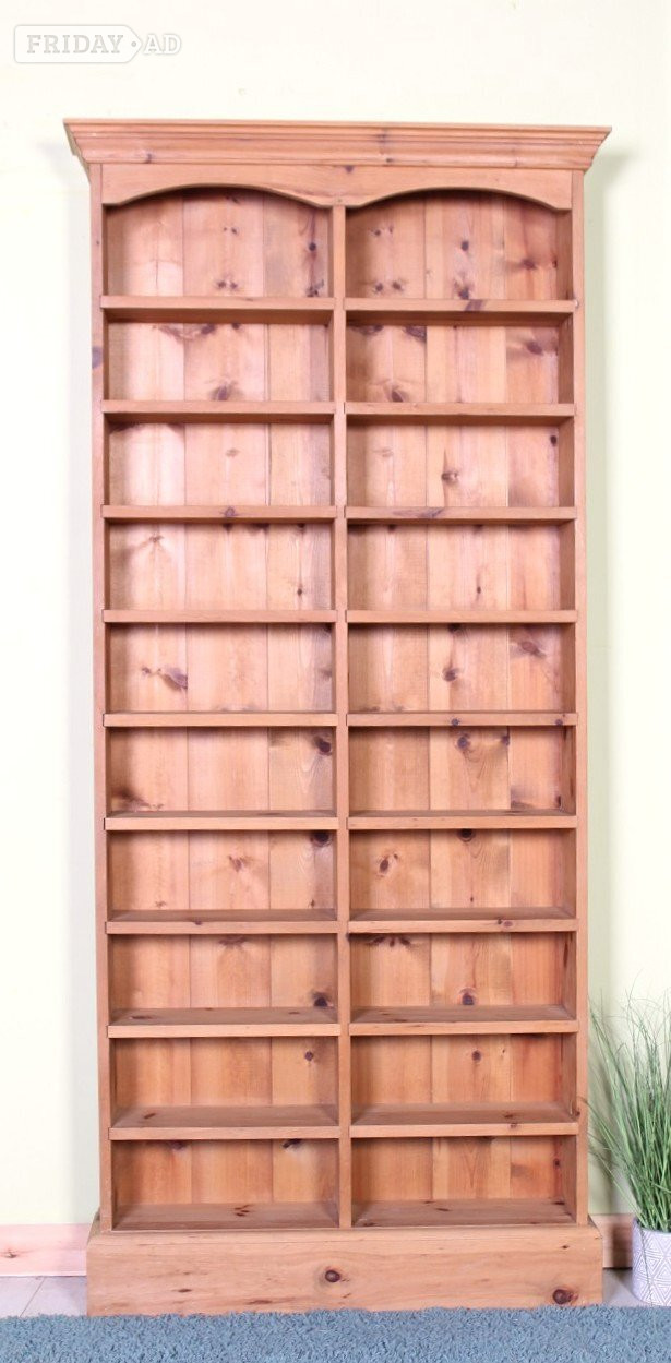 UK Delivery Tall Solid Pine Bookcase/CD  18 Strong Shelves Waxed - Furniture