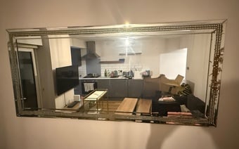 Large Rectangular Mirror with Decorative Beaded Frame