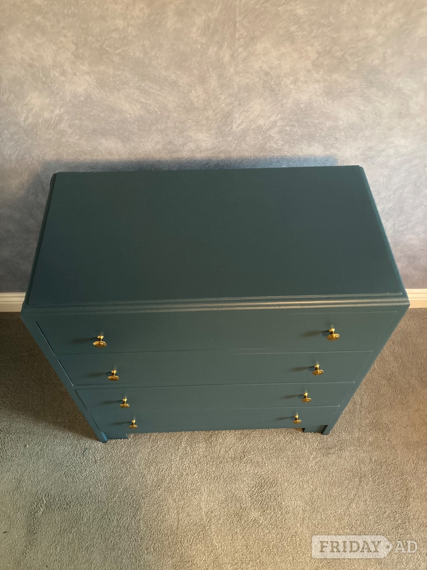 Refinished Teal Chest Of Drawers