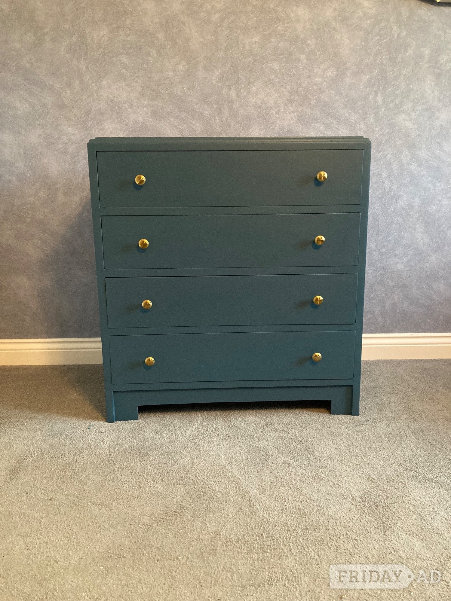 Eastbourne Refinished Teal Chest Of Drawers
