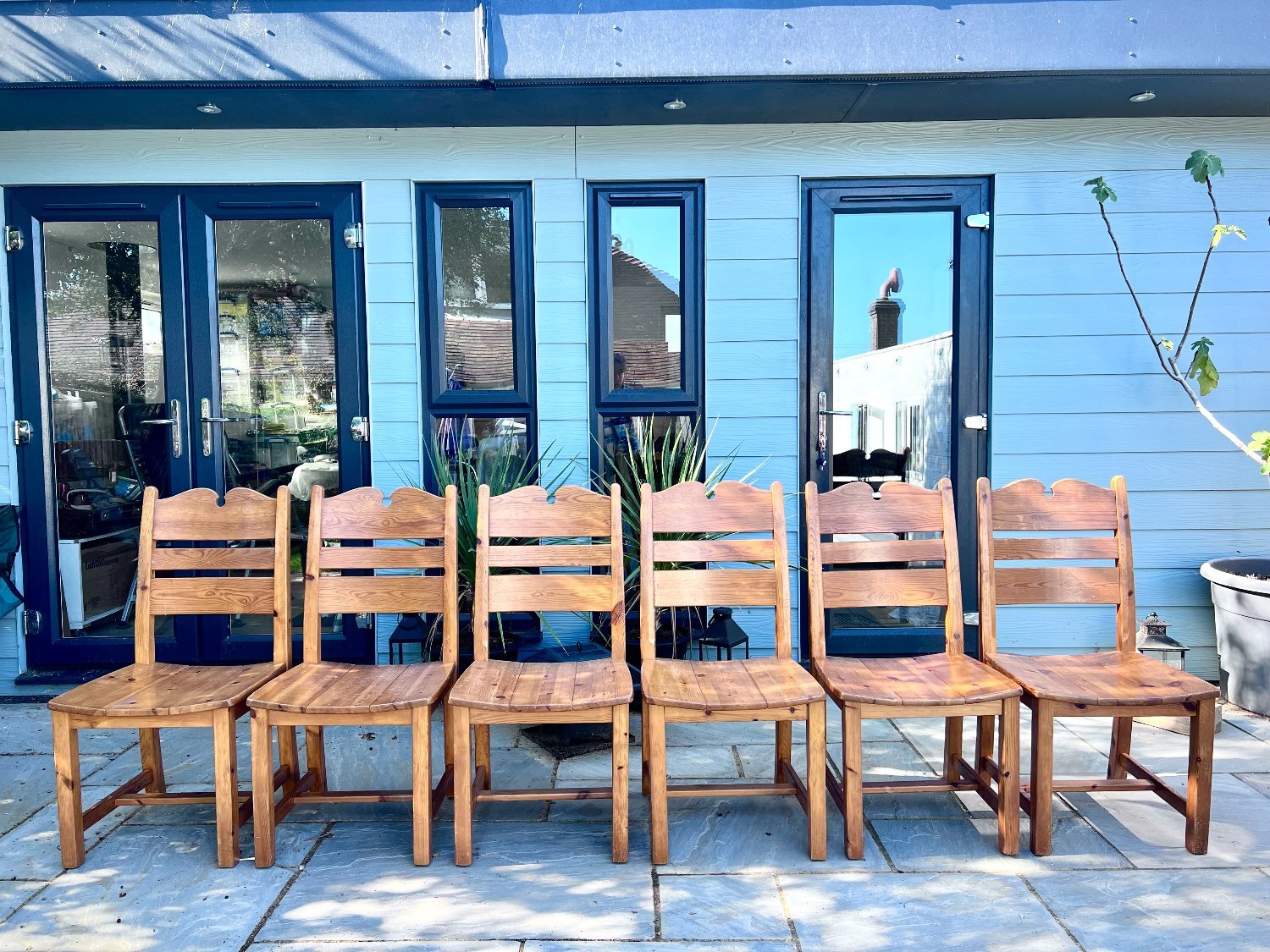 Set of 6 Solid Pine Dining Chairs -£295