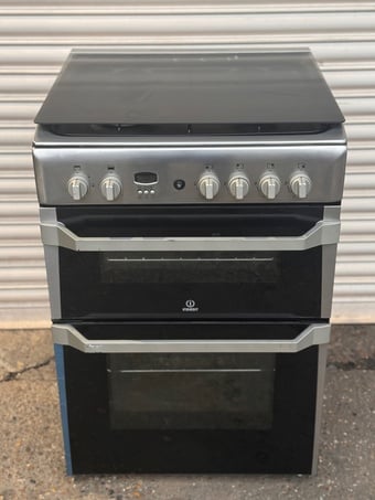 Indesit gas cooker 60cm fsd double oven stainless steel 3 months 