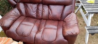 Real Leather Recliner Sofa Set (2-Seater & Reclining Armchair)  