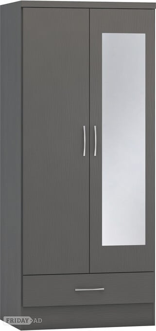 NEVADA 2 DOOR 1 DRAWER WARDROBE AND MIRROR 