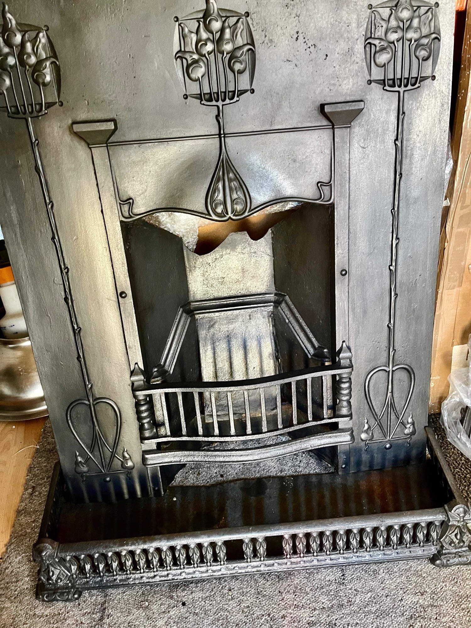 Victorian Rare  FIREPLACE F/GRATE Plus FENDER   + Firebricks - Antiques & Collectables