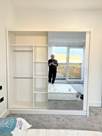 white 203cm wardrobe ¬ 2 sliding door wardrobe ¬ Free Drop 