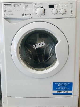 Indesit 7kg load , 1400 spin speed washing machine 