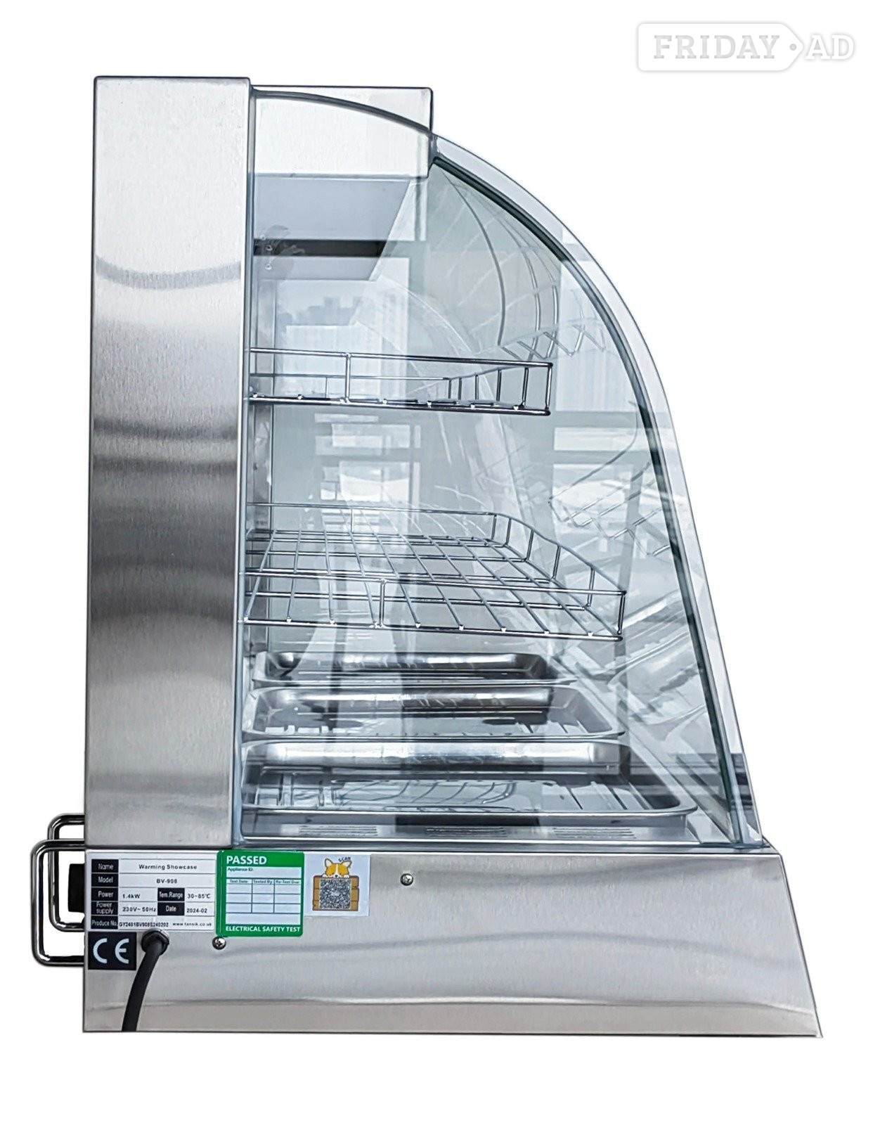 Birmingham Commercial Stainless Steel Heated Food Display Cabinet Countertop