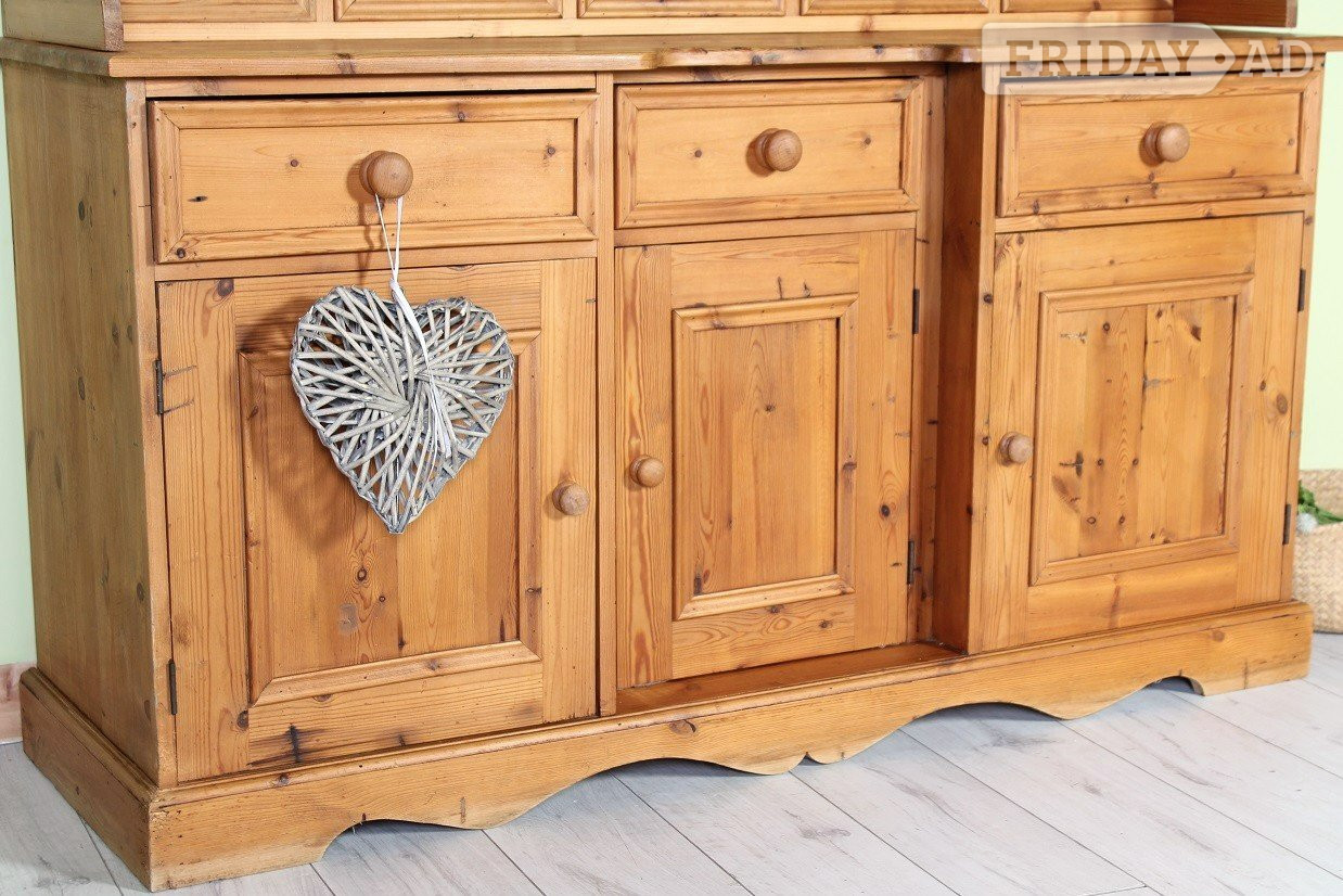 UK Delivery - Large Second-Hand Country Farmhouse Pine Dresser - Furniture in Hailsham