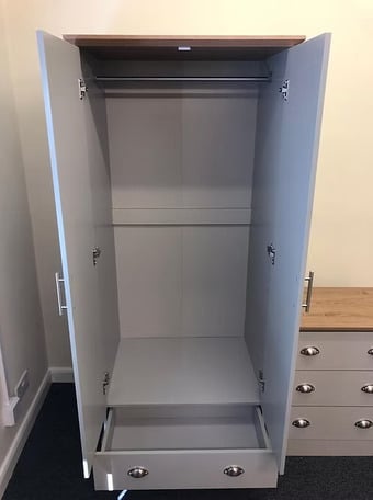 KENDAL 2 DOOR 1 DRAWER WARDROBE - GREY