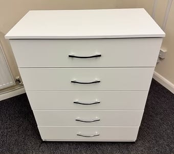 METRO (WHITE ) WARDROBE CHEST & BEDSIDE - FULLY ASSEMBLED