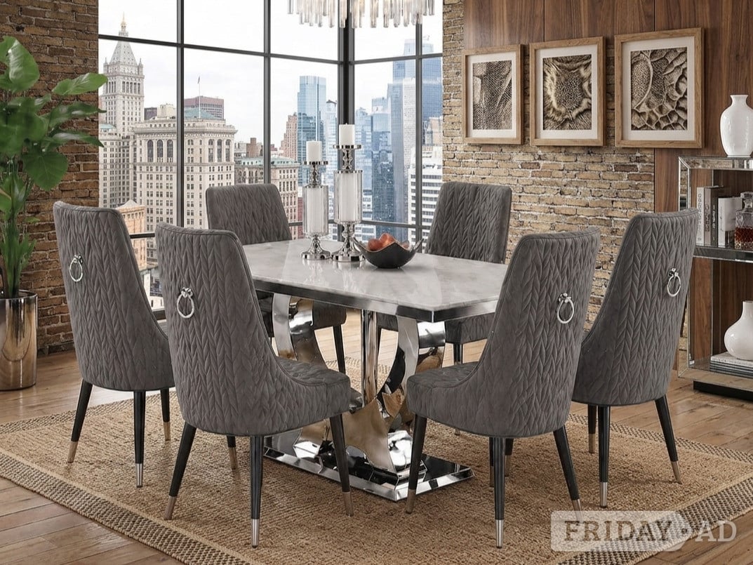 Modern Dining Table Set with 4x or 6x Chairs in Barking