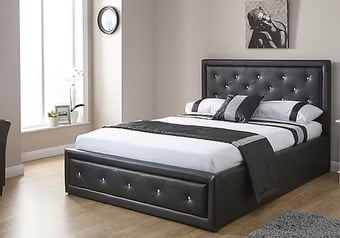 DOUBLE BLACK LEATHER HOLLYWOOD END LIFT OTTOMAN