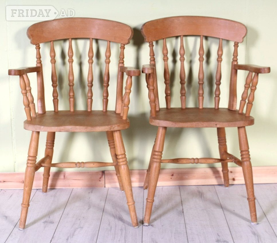 UK Delivery - 2 Second-Hand Beech Country Farmhouse Spindle in Hailsham