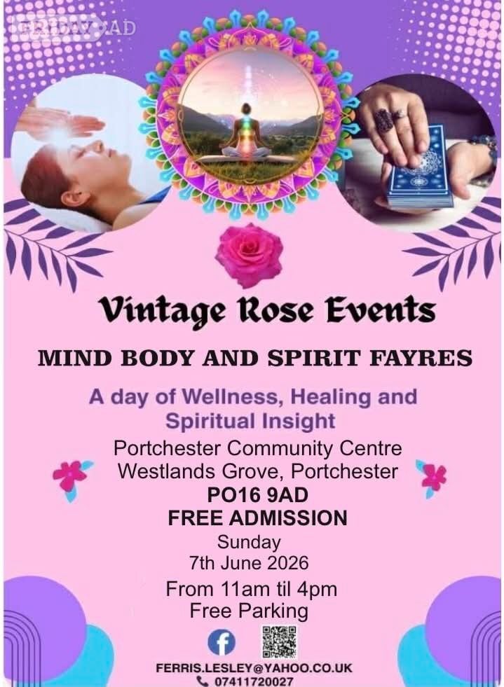 A Day of Wellness and Spiritual Discovery Comes to Portchester This June in Portchester Community Centre Westlands Grove Portchester PO16 9AD