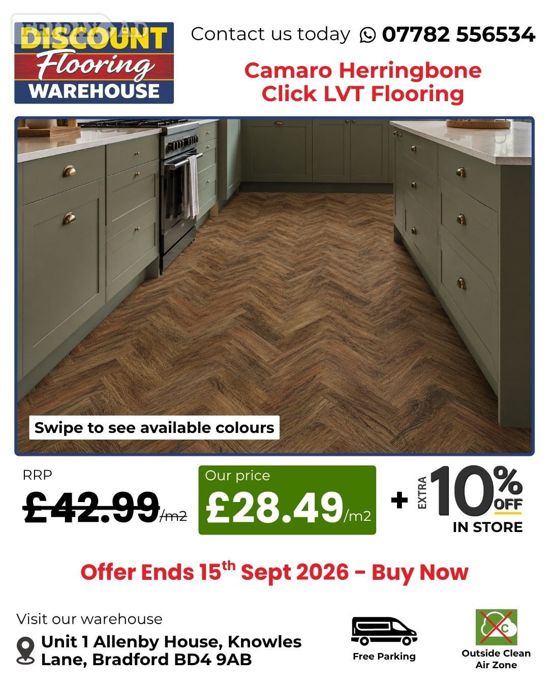 Camaro Herringbone Click LVT Flooring £28.49/m² in Bradford
