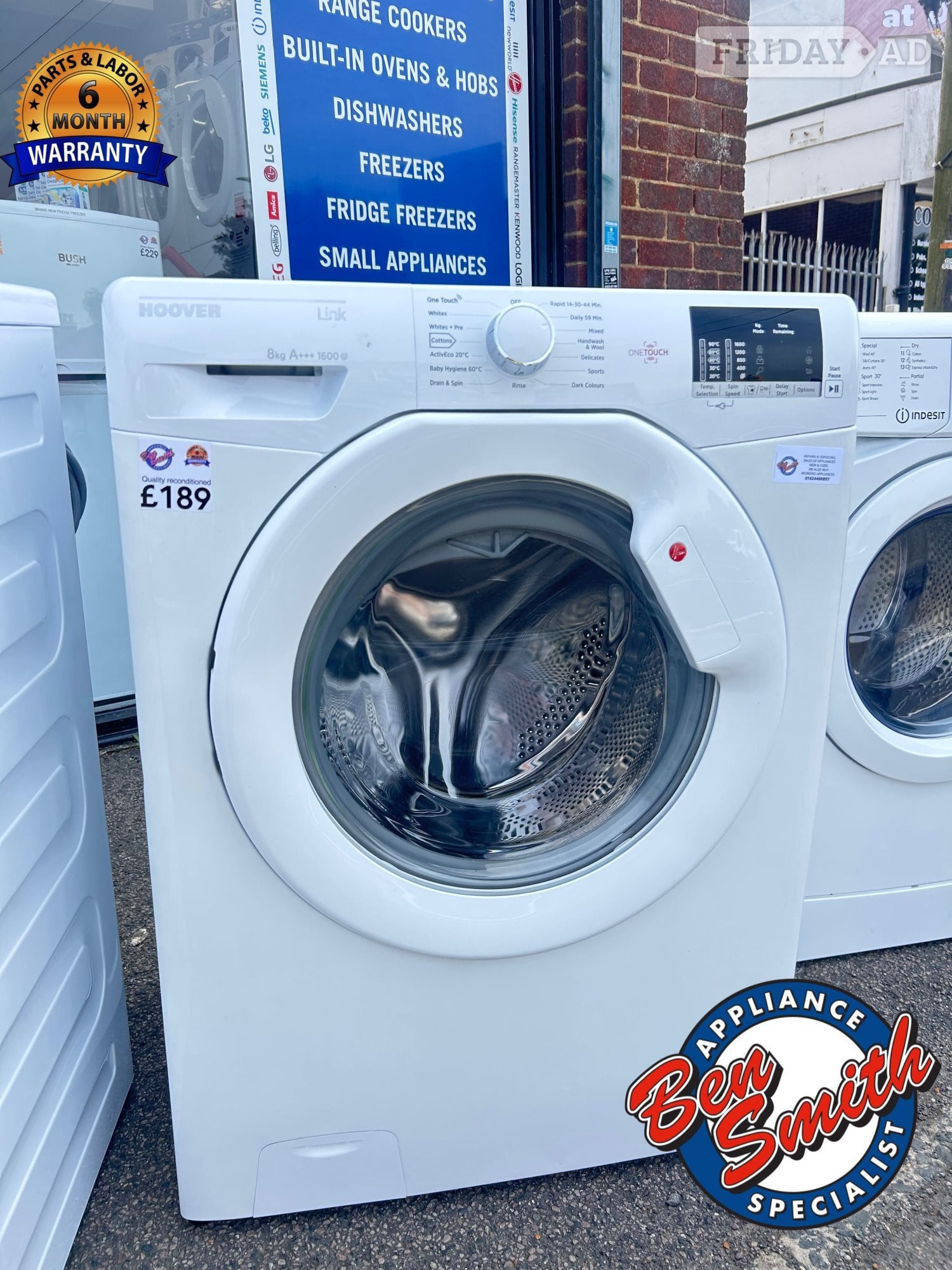HOOVER- 8KG- 1600 SPIN - WASHING MACHINE in St. Leonards-On-Sea