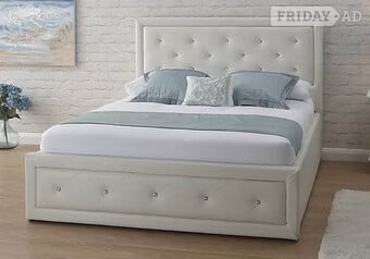 KING SIZE WHITE LEATHER HOLLYWOOD END LIFT OTTOMAN