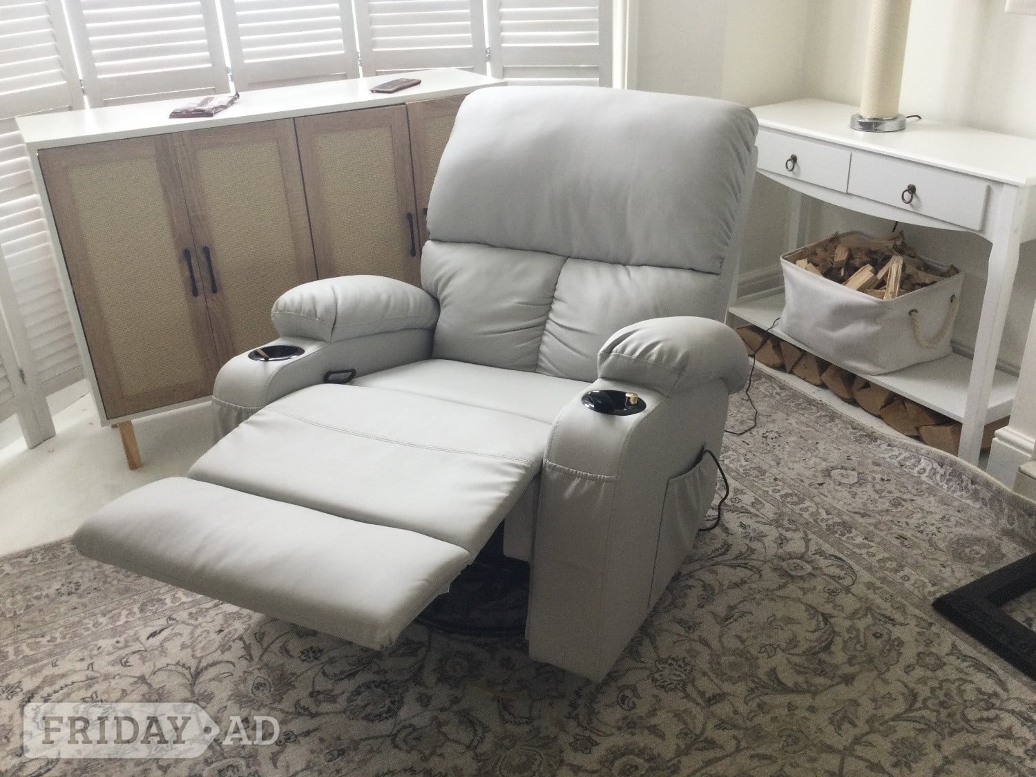 2 light grey faux leather recliner massage chairs