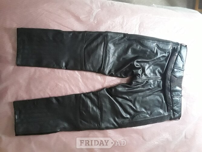 Mens Black Leather Bike Pants 