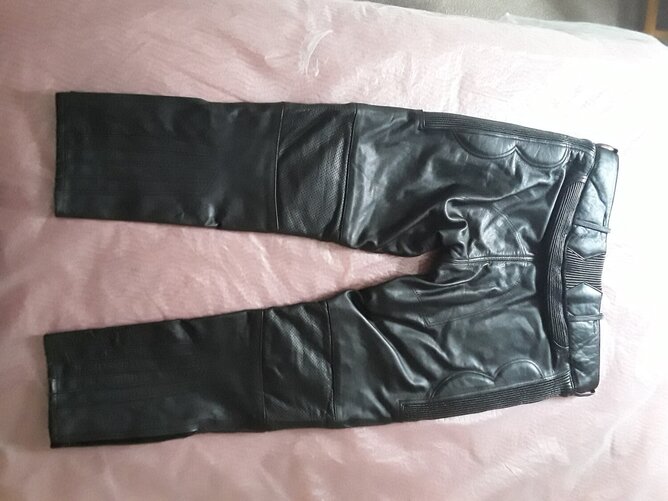 Mens Black Leather Bike Pants 