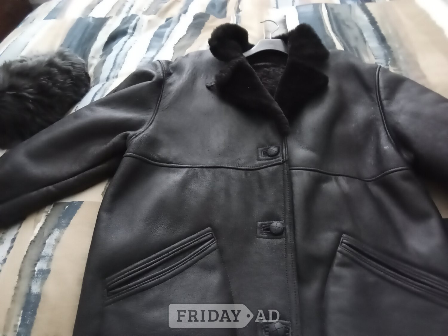 Black sheepskin coat large real  in Seaford