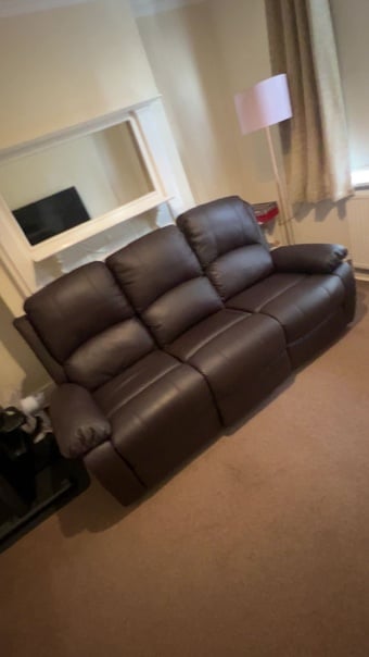Brown leather sofa