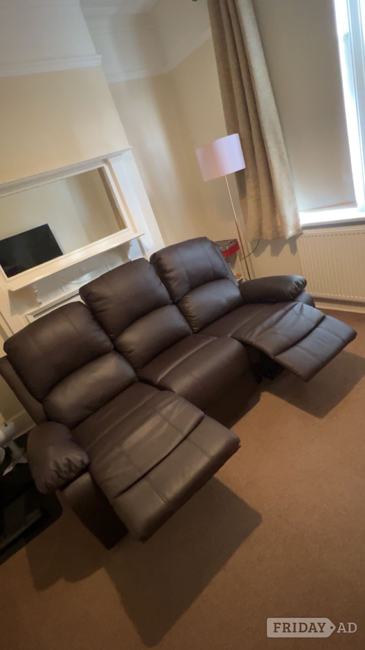 Brown leather sofa