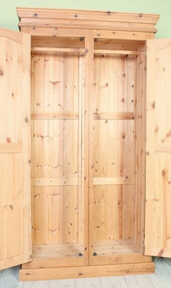 UK Delivery - Second-Hand Waxed Pine Wardrobe 2 Main Section