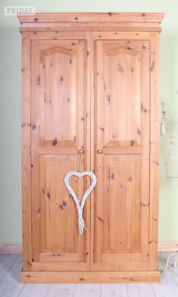 UK Delivery - Second-Hand Waxed Pine Wardrobe 2 Main Section - Furniture