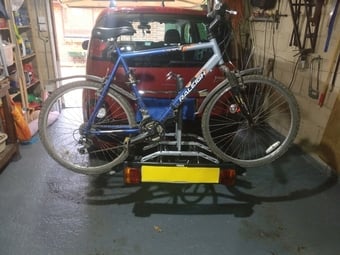 Bike Cycle Carrier Tow Bar Mounted Platform Also number plate Service£8 FOR HIRE