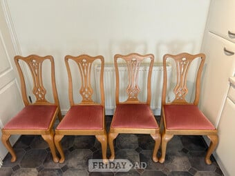 4 solid oak dining chairs