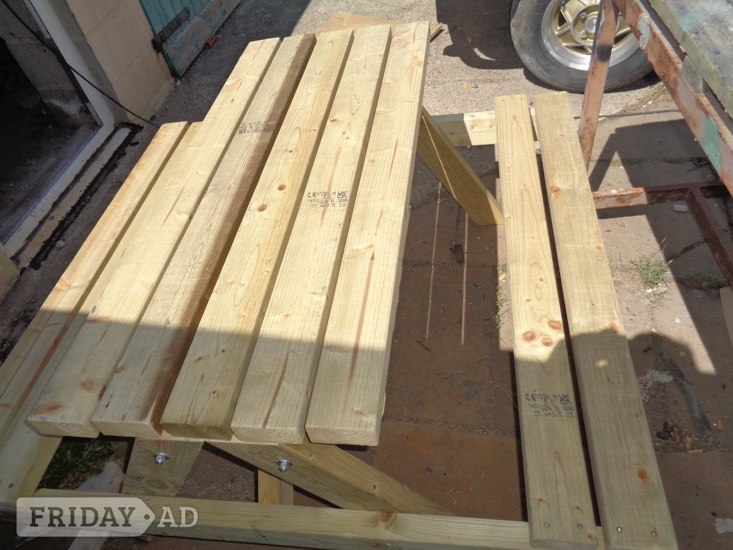 woodern garden picnic bench hand made
