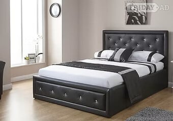 DOUBLE BLACK LEATHER HOLLYWOOD END LIFT OTTOMAN