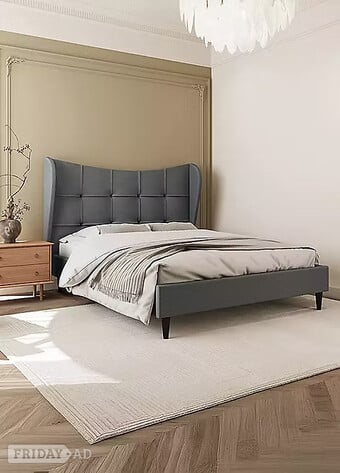 DOUBLE - VERONA BED FRAME - GREY FABRIC