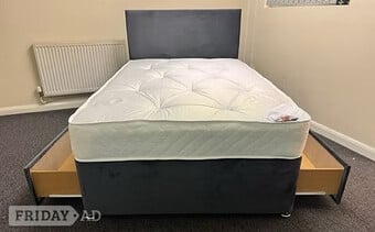 double apollo mattress with divan base 2 DRAWERS and headboard 