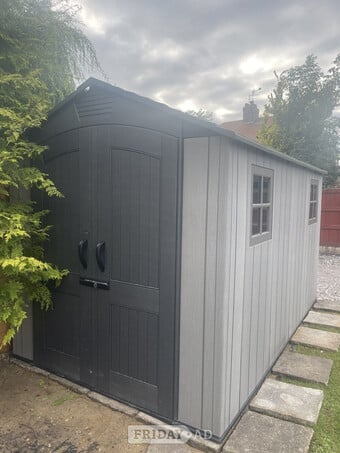BRAND NEW Plastic Shed (8ft x 6ft) & Solid Base Floor - Waranty