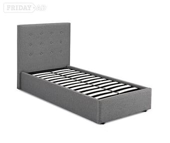 SINGLE LUCCA BED FRAME END LIFT OTTOMEN GREY 